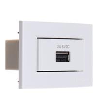 Conjunto Embutir Movel planejado Tomada Carregador USB 2A Branco Sleek Margirius