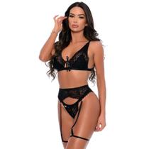 Conjunto Emily Sem Bojo com Cinta Liga Patitex - Preto - Tam M