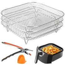 Conjunto empilhável Air Fryer Racks Geolinhome, 3 peças de aço inoxidável
