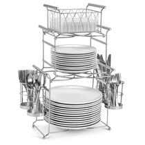 Conjunto empilhável Buffet Caddy Sorbus de 7 peças prateado