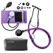 Conjunto Enfermagem Ap. de Pressão Esfigmomanômetro Estetoscópio Duplo P.a Med Roxo Lilás Black