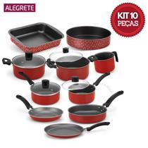 Conjunto Enjoy 10 Peças Antiaderente Vermelho - Alegrete