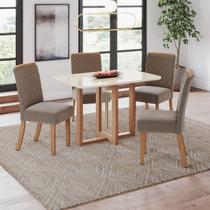 Conjunto Érika Mesa 120 Cm Canto Arredondado com Vidro 4 Cadeiras Espresso Móveis