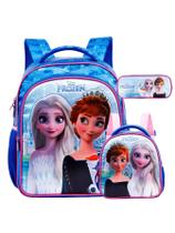 Conjunto Escolar Frozen M Mochila Costas Lancheira Estojo