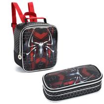 Conjunto Escolar Lancheira + Estojo Infantil Criança Personagem Material Escolar Porta Lápis Caneta Giz Resistente Passeio Viagem