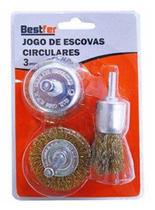 Conjunto Escovas Circulares de Aço Latão 3 Peças Bestfer Conjunto Escovas Circulares de Aço Latão 3 Peças Bestfer