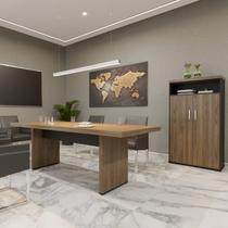 Conjunto Escritório 2 Peças 1 Mesa de Reunião Tamburato 200cm 1 Armário 2 Portas com Nicho Conjunto Escritório 2 Peças 1 Mesa de Reunião Tamburato 200cm 1 Armário 2 Portas com Nicho