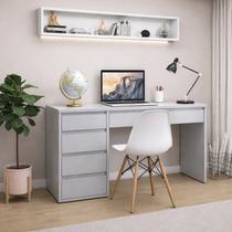 Conjunto Escritório 2 Peças Escrivaninha Mesa Berlim e Cadeira Eames Base de Madeira Yescasa Cinza/Off White/Branco Conjunto Escritório 2 Peças Escrivaninha Mesa Berlim e Cadeira Eames Base de Madeira Yescasa Cinza/Off White/Branco
