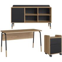 Conjunto Escritorio 3 Peças 988X995X998 Hanover Nero Artesano Conjunto Escritorio 3 Peças 988X995X998 Hanover Nero Artesano