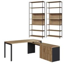 Conjunto Escritório 3Pçs Office Nogal Sevilha Preto Artesano