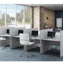 Conjunto Escritório 4 Peças 2 Mesas Estação de Trabalho e 2 Complementos de Mesa Espresso Móveis Cinza Conjunto Escritório 4 Peças 2 Mesas Estação de Trabalho e 2 Complementos de Mesa Espresso Móveis Cinza