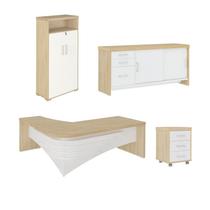 Conjunto Escritório Carvalho/Branco Completo