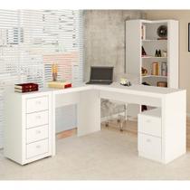 Conjunto Escritorio Completo 03 Peças Cj14 Branco Branco