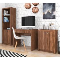Conjunto Escritorio Completo 3 Peças Cj17 Nogal Nogal