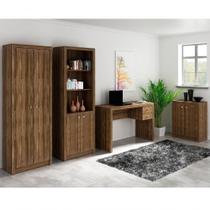 Conjunto Escritorio Completo 4 Peças Cj6 Nogal Nogal
