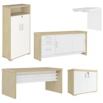 Conjunto Escritório Completo 5 Peças Corp A06 Carvalho/Branco - Mpozenato Conjunto Escritório Completo 5 Peças Corp A06 Carvalho/Branco - Mpozenato