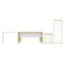 Conjunto Escritório Completo Basingstoke Carvalho Branco Conjunto Escritório Completo Basingstoke Carvalho Branco