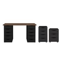 Conjunto Escritório Completo Hagen Nogal Preto - CasaH