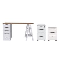 Conjunto Escritório Completo Solingen Nogal Branco