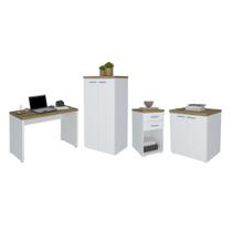 Conjunto Escritório Completo Wiesbaden Olmo Branco Conjunto Escritório Completo Wiesbaden Olmo Branco