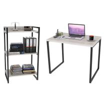 Conjunto Escritório Estilo Industrial Mesa 90cm e Estante 60cm 3 Prateleiras Prisma Snow - Mpozenato Conjunto Escritório Estilo Industrial Mesa 90cm e Estante 60cm 3 Prateleiras Prisma Snow - Mpozenato