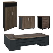 Conjunto Escritório Home Office 3 Peças Mesa Em L Corp A06 Charuto-preto - Mpozenato Conjunto Escritório Home Office 3 Peças Mesa Em L Corp A06 Charuto-preto - Mpozenato
