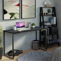 Conjunto Escritório Home Office com Mesa Industrial + Estante Escada Madesa