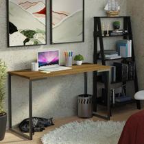 Conjunto Escritório Home Office com Mesa Industrial + Estante Escada Rustic/Preto Madesa Conjunto Escritório Home Office com Mesa Industrial + Estante Escada Rustic/Preto Madesa