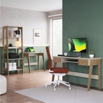 Conjunto Escritório Home Office Primazzia 03 Peças Escrivaninhas com Estante Carvalho Mel Off White Conjunto Escritório Home Office Primazzia 03 Peças Escrivaninhas com Estante Carvalho Mel Off White