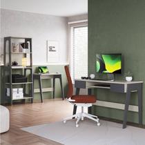 Conjunto Escritório Home Office Primazzia 03 Peças Escrivaninhas com Estante Grafite Off White Conjunto Escritório Home Office Primazzia 03 Peças Escrivaninhas com Estante Grafite Off White