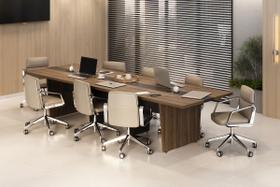 Conjunto Escritório: Mesa Reunião 6376 + 2 Módulos 6378