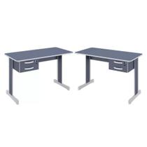 Conjunto Escritório Mesas com Gaveta Azul