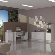 Conjunto Escritório Office 5 Peças Mesa Escrivaninha, Armario Livreiro, Gaveteiro Organizador, Aparador Buffet e Balcão Multiuso 1 Porta Moscou