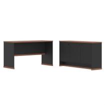 Conjunto Escritório Office Mesa E Buffet Verbena - Vianossa - Preto/naturale Preto/naturale