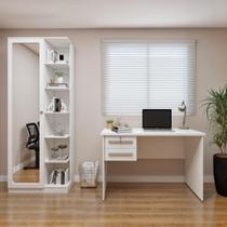 Conjunto Escrivaninha 2 Gavetas Byte e Armário Multiuso 1 Porta com Espelho João Pessoa