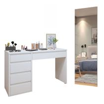 Conjunto Escrivaninha 5 Gavetas Berlim e Espelho Retangular 180cm Flora