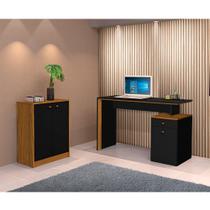 Conjunto Escrivaninha Balcão Office Multiuso Preto Freijó Conjunto Escrivaninha Balcão Office Multiuso Preto Freijó