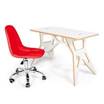 Conjunto Escrivaninha de Encaixe Paris com Cadeira Office Botonê - Vermelho