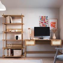 Conjunto Escrivaninha e Estante Palhinha Hanover/Dourado