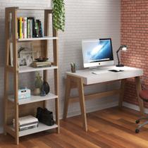 Conjunto Escrivaninha e Estante Retrô 2 gavetas 4 prateleiras Style Móvel na Caixa