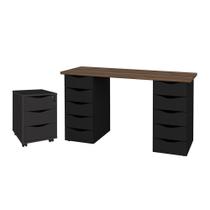 Conjunto Escrivaninha e Gaveteiro Dundee Nogal Preto - CasaH