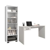 Conjunto Escrivaninha e Livreiro Eloise Branco Trama Conjunto Escrivaninha e Livreiro Eloise Branco Trama