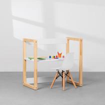 Conjunto Escrivaninha Infantil Noah 80cm + Cadeira Infantil Eiffel com Base de Madeira - Branco Fosco Conjunto Escrivaninha Infantil Noah 80cm + Cadeira Infantil Eiffel com Base de Madeira - Branco Fosco