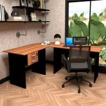 Conjunto Escrivaninha L c/ Gaveteiro Suspenso Pé Painel F5