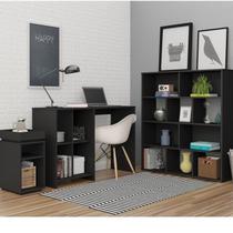Conjunto Escrivaninha Matrix Mesa Apoio Olivia e Estante Book com Diversos Nichos Conjunto Escrivaninha Matrix Mesa Apoio Olivia e Estante Book com Diversos Nichos