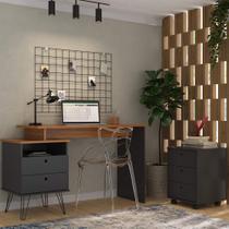 Conjunto Escrivaninha Plus e Gaveteiro New cor Freijó com Preto Conjunto Escrivaninha Plus e Gaveteiro New cor Freijó com Preto