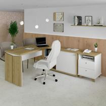 Conjunto Escrivaninha Smart e Gaveteiro Day Olmo com Branco