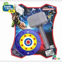 Conjunto Escudo e Martelo Heróis de Plástico 60cm Le Plastic Conjunto Escudo e Martelo Heróis de Plástico 60cm Le Plastic