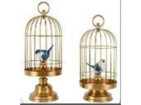 Conjunto Esculturas Gaiolas c Passaros Decorativos Formosa