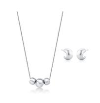 Conjunto esferas lisas banhado a ródio branco acetinado Conjunto esferas lisas banhado a ródio branco acetinado